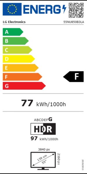 Телевизор 55" LG 55NU850B3LA, 4K Ultra HD NANO LED, Smart TV, webOS 26, 60Hz, WiFi 5, Black