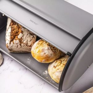 Кутия за хляб Kinghoff KH 1863, 44 см, Лека и здрава конструкция, Стомана, Сив