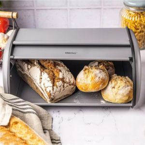Кутия за хляб Kinghoff KH 1863, 44 см, Лека и здрава конструкция, Стомана, Сив