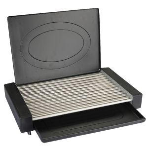 Електрическа скара с капак Oliver Voltz OV51015QC, 1800W, 35x22 см, 12 ребра, Tавичка за мазнина, Черен