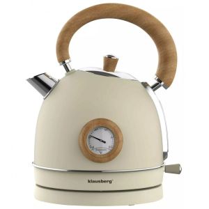 Електрическа кана с термометър Klausberg KB 7906, 2200W, 1.8 л, Индикатор за нивото на водата, Защита от прегряване, Крема