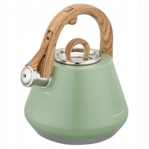 Свирещ чайник Klausberg KB 9062, 2.5 л, Неръждаема стомана, Ненагряваща се дръжка, Индукция, Зелен
