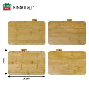 Комплект 4 бр дъски за рязане с поставка Kinghoff KH 2010, 28.5х20 см, Обозначени, Бамбук, Черен