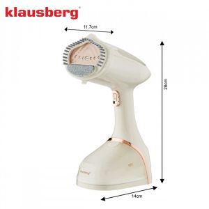 Уред за гладене с пара Klausberg KB 9078, 1500W, 400 мл, Вертикално гладене, Керамична плоча, Бежов