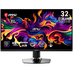MSI MPG 322UR QD-OLED X24 Gaming Monitor, 31.5" 240Hz, UHD (3840x2160) 16:9, Anti-Reflection, 0.03ms, 300nits, 1500000:1, 178/178, G-SYNC Compatible, FreeSync Premium Pro, DisplayHDR True Black 500, Adj. Stand, 1xDP, 2xHDMI, 1xType-C, 3Y