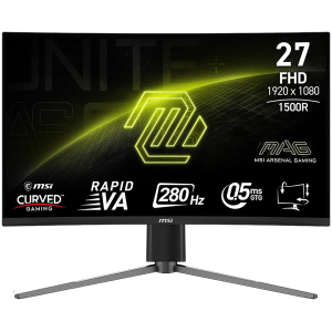 MSI MAG 275CQF E18 Curved Gaming Monitor, 27" 180Hz, WQHD (2560x1440) 16:9, Rapid VA Anti-glare, 1500R, 0.5ms, 250nits, 5000:1, 178/178, Adaptive-Sync, HDR Ready, Tilt, 1x DP, 2x HDMI, 1x Headphone out, 3Y Warranty