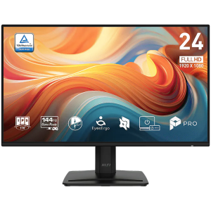 MSI PRO MP243 E14 Professional Business Monitor, 23.8" 144Hz, FHD (1920x1080) 16:9, IPS Anti-glare, 1ms, 300nits, 1500:1, 178/178, Adaptive-Sync, HDR Ready, Tilt, Speakers, 1x DP, 1x HDMI, 1x Headphone out, 3Y Warranty