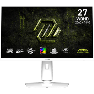 MSI MAG 274QRFW X32 Gaming Monitor, 27" 320Hz, WQHD (2560x1440) 16:9, Rapid IPS Anti-glare, 0.5ms, 300nits, 1000:1, 178/178, G-SYNC Compatible, AMD FreeSync Premium, DisplayHDR 400, Adj. Stand, 1x DP, 2x HDMI, 1x Headphone out, White, 3Y