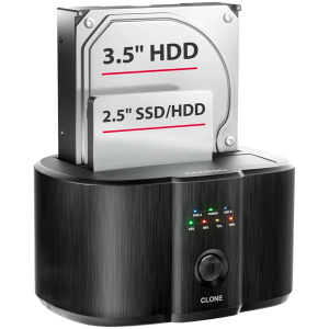 Докинг станция AXAGON ADSA-SC, USB скорост до 5Gbps , клониране на дискове без компютър (1->1), поддръжка за 2× 2.5"/3.5" SSD/HDD, Plug and Play, алуминиев корпусction without PC
