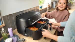 Уред за здравословно готвене Bosch MAFD440B7, Air Fryer Double Flex Drawer, 9L (2x4.5L), 2500 W, 40-230 °C, Touch Control, Black