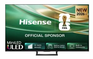 Телевизор Hisense 75" E8S, 4K Ultra HD 3840x2160, ULED, Quantum Dot,144 Hz, HDR 10+, HLG, Dolby Vision, DTS Virtual X, Smart TV, Light Sensor, WiFi Direct, BT, Anyview Cast, 3xHDMI, 2xUSB, LAN, CI+, DVB-T2/C/S2,Singale stand, Black