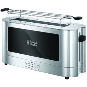 Тостер за хляб Russell Hobbs Elegance 23380-56, 1420W, 2 филии, 6 степени, LED индикация, Lift & Look, Инокс/черен