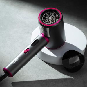 Сешоар Oliver Voltz OV51100R, 2200W, 3 степени, DC мотор, Студен въздух, LED индикатори, Сив/лилав