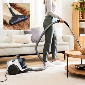 Прахосмукачка Bosch BGC05LW2, SER2, Bagless vacuum cleaner Cleann’n, white/blue, 700W, 1 Furniture brush and crevice nozzle, 76 db(A), 1,5 l, EPA 12 wahsable 99.9%