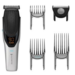 Машинка за подстригване REMINGTON Power X6 HC6000, 0.5-35 mm, Автономия 90 мин, Стоманени ножове, LED дисплей, Сив/син