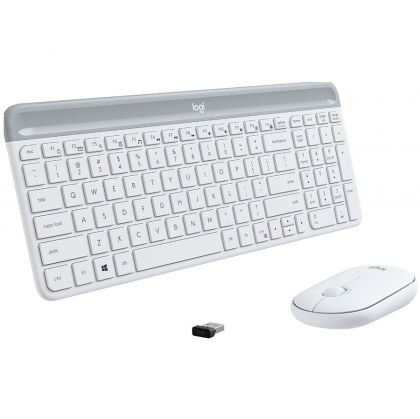 Безжична Клавиатура + Мишка Logitech MK470 Slim (920-009205), Wireless, White