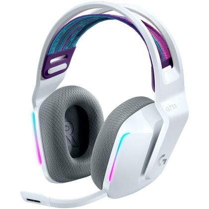 Геймърски слушалки Logitech G733 Lightspeed Wireless RGB (981-000883), Wireless, PRO-G 40mm, RGB, White