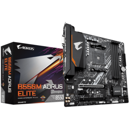 Дънна платка GB B550M AORUS ELITE ( AM4, 4 x DDR4, DVI-D, HDMI, 2 x M.2 ) Micro ATX