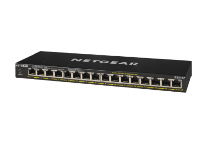 Суич Netgear GS316P, 16 x 10/100/1000 Gigabit Switch 16 x PoE+, (metal case) (Up to 115W) (up to 183W with EPS200W)