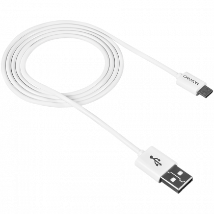 Кабел CANYON CNE-USBM1W,  USB - Micro USB, 1m, White