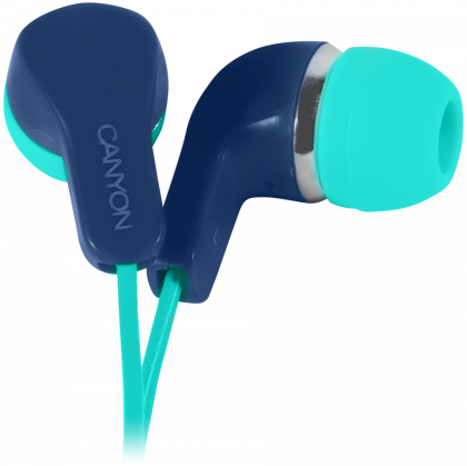 Слушалки CANYON EPM-02 (CNS-CEPM02GBL), Stereo with inline microphone, 3.5мм, Green/Blue