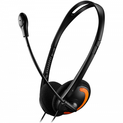 Слушалки CANYON HS-01 (CNS-CHS01BO), PC headset with microphone, 3.5мм, Black/Orange