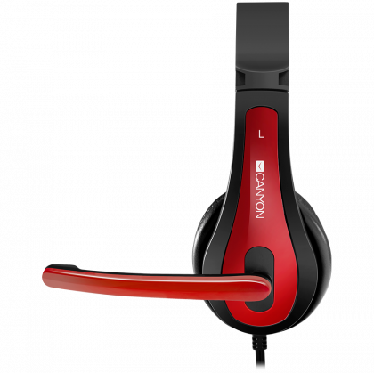 Слушалки CANYON HSC-1 (CNS-CHSC1BR), PC headset with microphone, 3.5mm, Black/Red