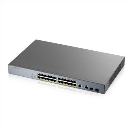 Комутатор ZyXEL GS1350-26HP, 26 Port managed CCTV PoE switch, long range, 375W