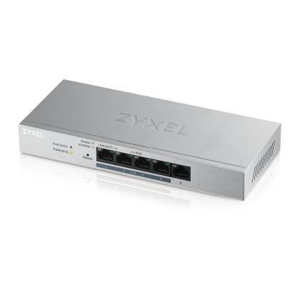 Суич ZyXEL GS1200-5HPv2, 5 Port Gigabit PoE+ webmanaged Switch, 4x PoE, 60 Watt