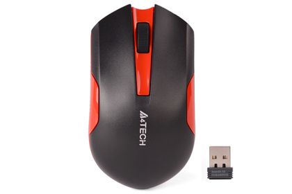 Безжична мишка A4TECH G3-200N, WireLess, 1200 DPI, Black+Red