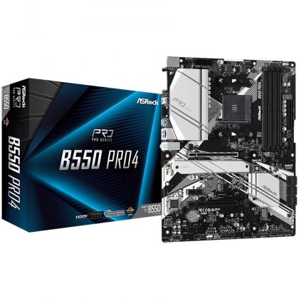 Дънна платка ASROCK B550 Pro4 (AMD AM4, 4xDDR4, 2xM.2, VGA, HDMI) ATX