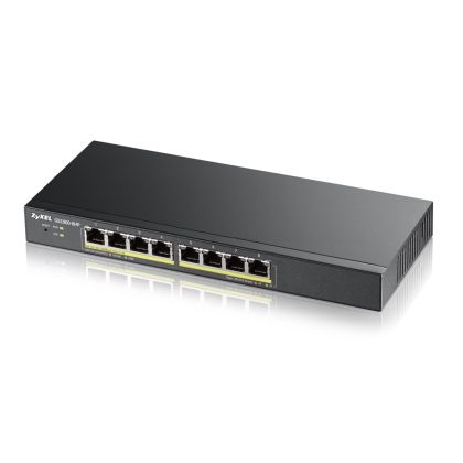 Суич ZyXEL GS1900-8HP, 8-port GbE L2 PoE Smart Switch, 802.3at, desktop, fanless, 70 Watt