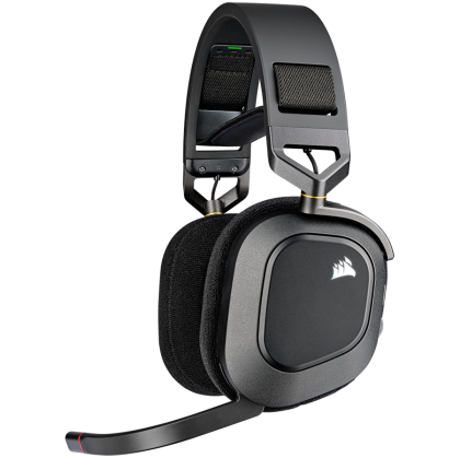 Геймърски слушалки CORSAIR HS80 RGB WIRELESS (CA-9011235-EU), Premium Gaming Headset with Spatial Audio — Carbon (EU)