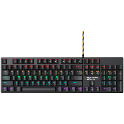 Геймърска клавиатура CANYON Deimos GK-4 (CND-SKB4-US), Wired Mechanical, Rainbow backlight LED, US layout, Dark gray