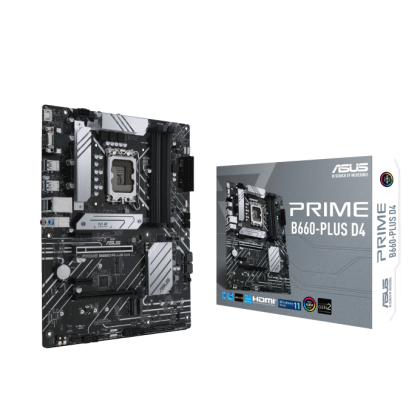 Дънна платка ASUS PRIME B660-PLUS D4 (Intel 1700, 4xDDR4, 3xM.2, 2.5Gb LAN, VGA, HDMI, DP) ATX