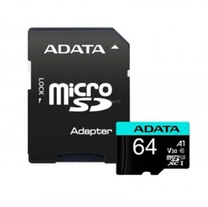 MicroSD памет 64GB ADATA Premier Pro microSDXC Class 10 U3 + SD Адаптер