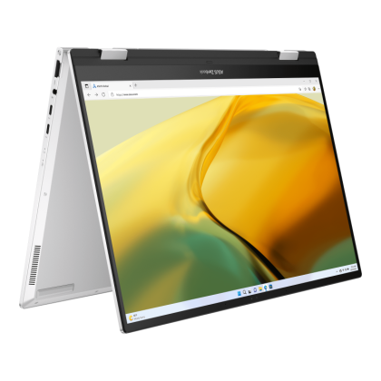 Лаптоп ASUS Zenbook 14 Flip OLED UP3404VA-OLED-KN731X, 14.0" 2.8K (2880 x 1800) OLED Touch, Intel® Core™ i7-1360P (3.70 GHz up to 5.00 GHz, 12 ядра), 16GB LPDDR5, 1TB SSD М.2, Windows 11 Pro,Foggy Silver - 90NB10E3-M00510