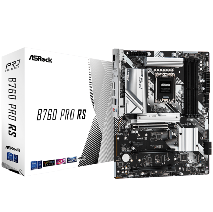 Дънна платка ASROCK B760 Pro RS (Intel 1700, 4xDDR5, 2x Hyper M.2, 1x M.2, Dragon 2.5G LAN, HDMI, DP) ATX