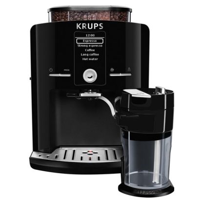 Кафеавтомат KRUPS EA829810 Latt'Espress, 1450W, 15 bar, Система за мляко, Мелачка с метален корпус, LCD екран black