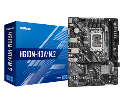 Дънна платка ASROCK H610M-HDV/M.2 R2.0 (Intel 1700, 2xDDR4, 1xM.2, VGA, HDMI, DP) Micro ATX
