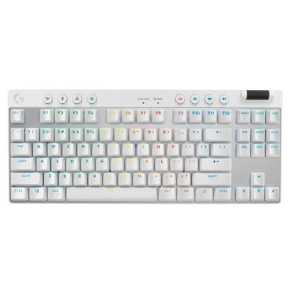 Безжична геймърска клавиатура LOGITECH PRO X TKL Lightspeed (920-012148), Tactile, LIGHTSYNC RGB lighting, USB LIGHTSPEED adapter, US, White