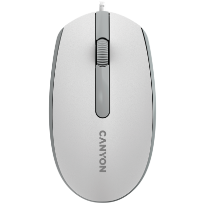 Мишка CANYON M-10 (CNE-CMS10WG), Wired, 1000DPI, USB, White grey