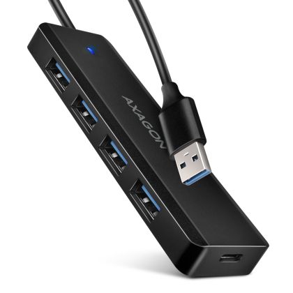 USB hub AXAGON HUE-C1A, 4x USB3.2 Gen 1 Travel hub, USB-C power IN, w. 20cm Type-A cable