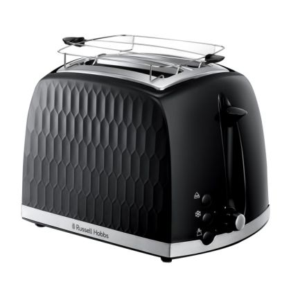 Тостер за хляб RUSSELL HOBBS 26061-56, 850W, 2 филийки, Високо повдигане, Широки отвори, Размразяване, Черен
