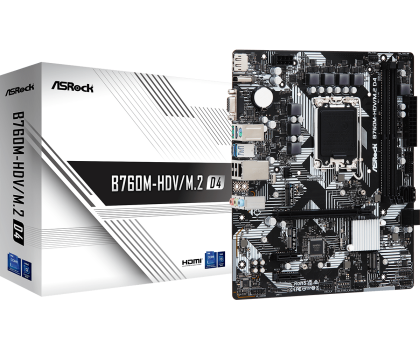Дънна платка ASROCK B760M-HDV/M.2 D4 (Intel 1700, 2xDDR4, 2xM.2, VGA, HDMI, DP) Micro ATX