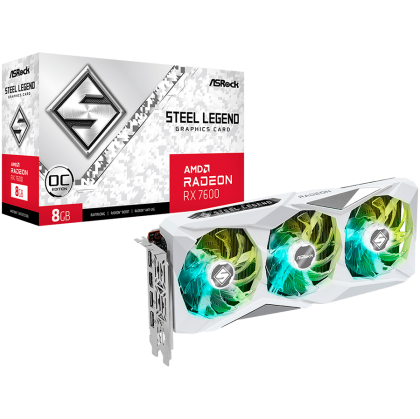 Видео карта ASROCK AMD Radeon RX 7600 Steel Legend 8GB OC, 8GB GDDR6, 128bit, 3x DP, HDMI