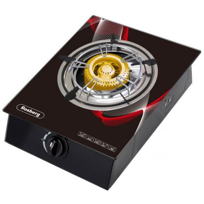 Газов котлон ROSBERG R51454GA, 3.45 kW, 30 mbar, Автоматично запалване, Закалено стъкло, Черен