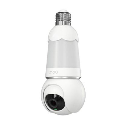 Охранителна камера IMOU Bulb cam 5MP (IPC-S6DP-5M0WEB), H.265, 2.8 mm lens, Smart Full-Color Night Vision, Panoramic Pan & Tilt (340° Coverage), Built-in Mic & Speaker, Siren, Built-in Spotlight, Wi-Fi 6, Human/Vehicle Detection, Smart Auto Tracking, 350 