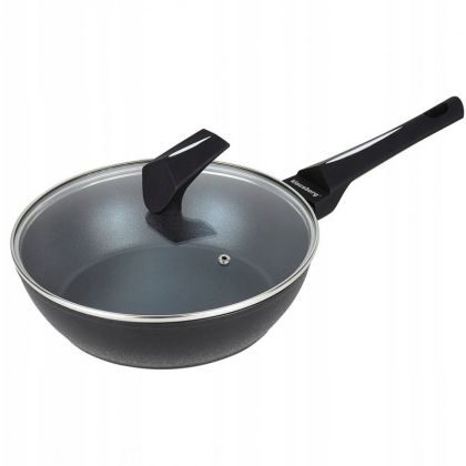 Дълбок тиган KLAUSBERG KB 7691, 24 см, Мраморно покритие, Индукция, Черен