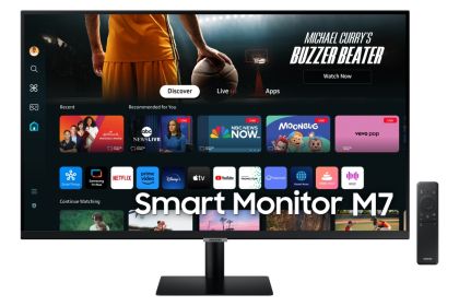 Монитор SAMSUNG M7 M70D 32DM702 (LS32DM702UUXDU), 32" VA, 4K UHD (3840x2160) 60Hz, 16:9, 4ms, 300cd/m2, 3000:1, SMART TV, Tizen OS, Wi-Fi 5, Bluetooth, Speakers, 2xHDMI, USB-C, 2xUSB 2.0, Black